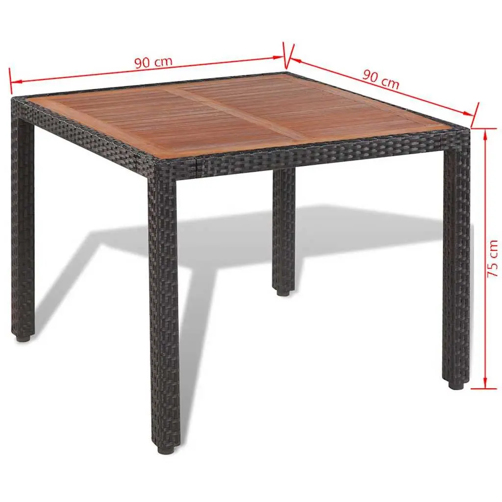 5 Piece Poly Rattan Outdoor Dining Set with Cushions