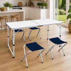 Durable Foldable Camping Table Set with 4 Stools