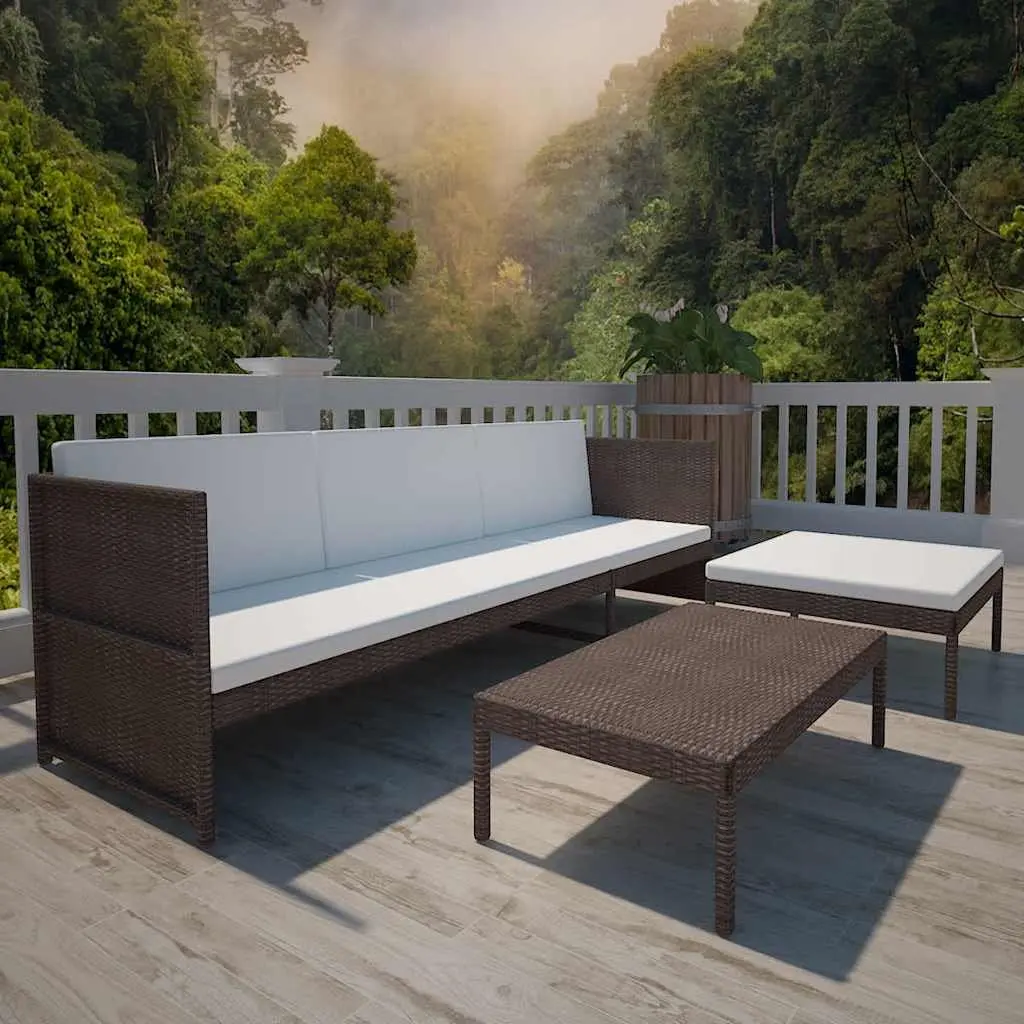 3 Piece Outdoor Lounge Set with Cushions