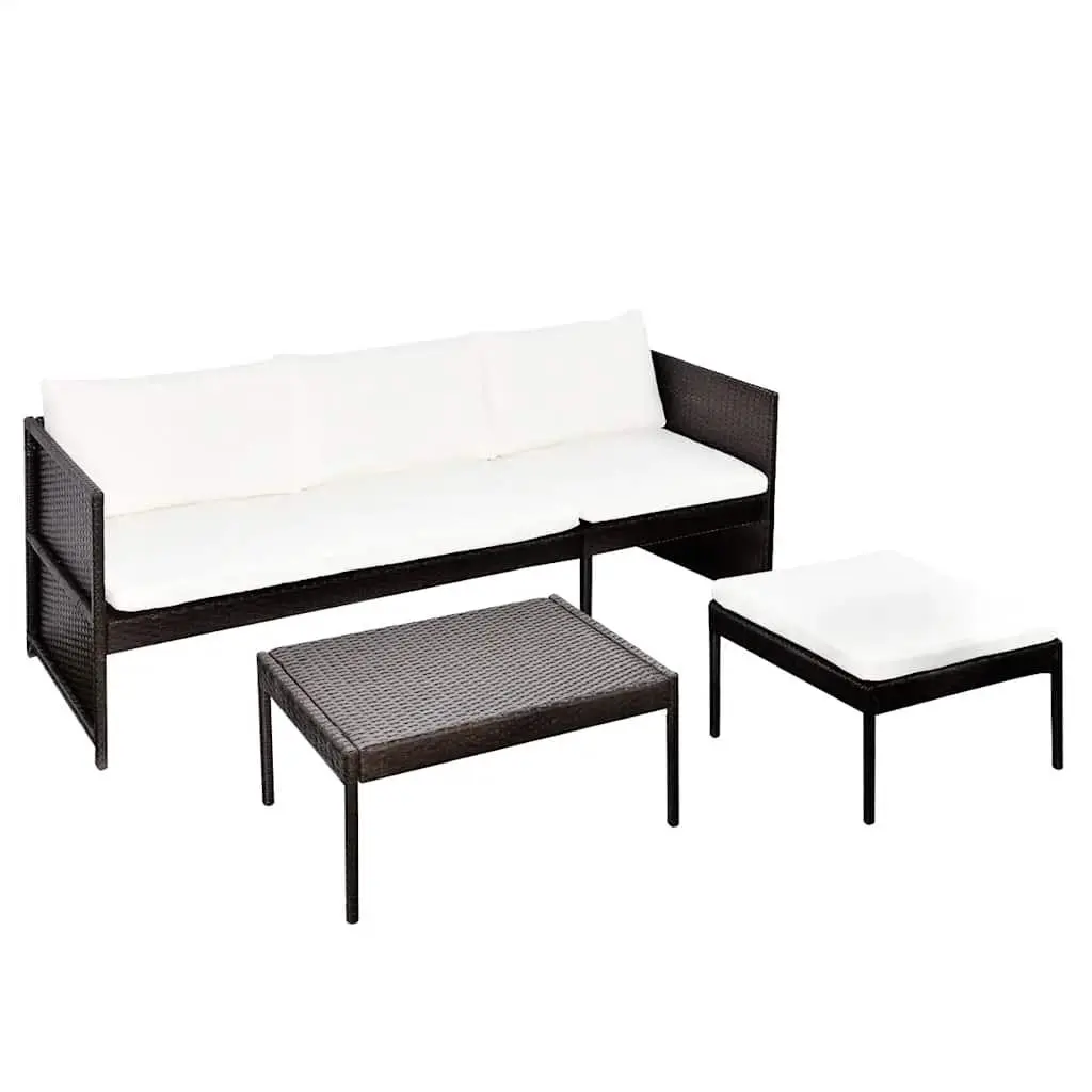 3 Piece Outdoor Lounge Set with Cushions