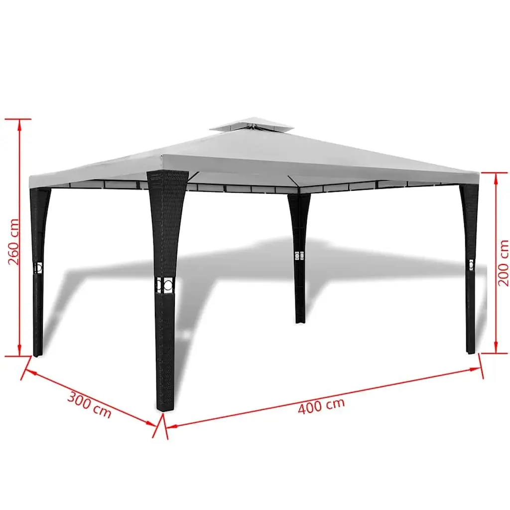 3x4m Poly Rattan Gazebo with Powder-Coated Frame