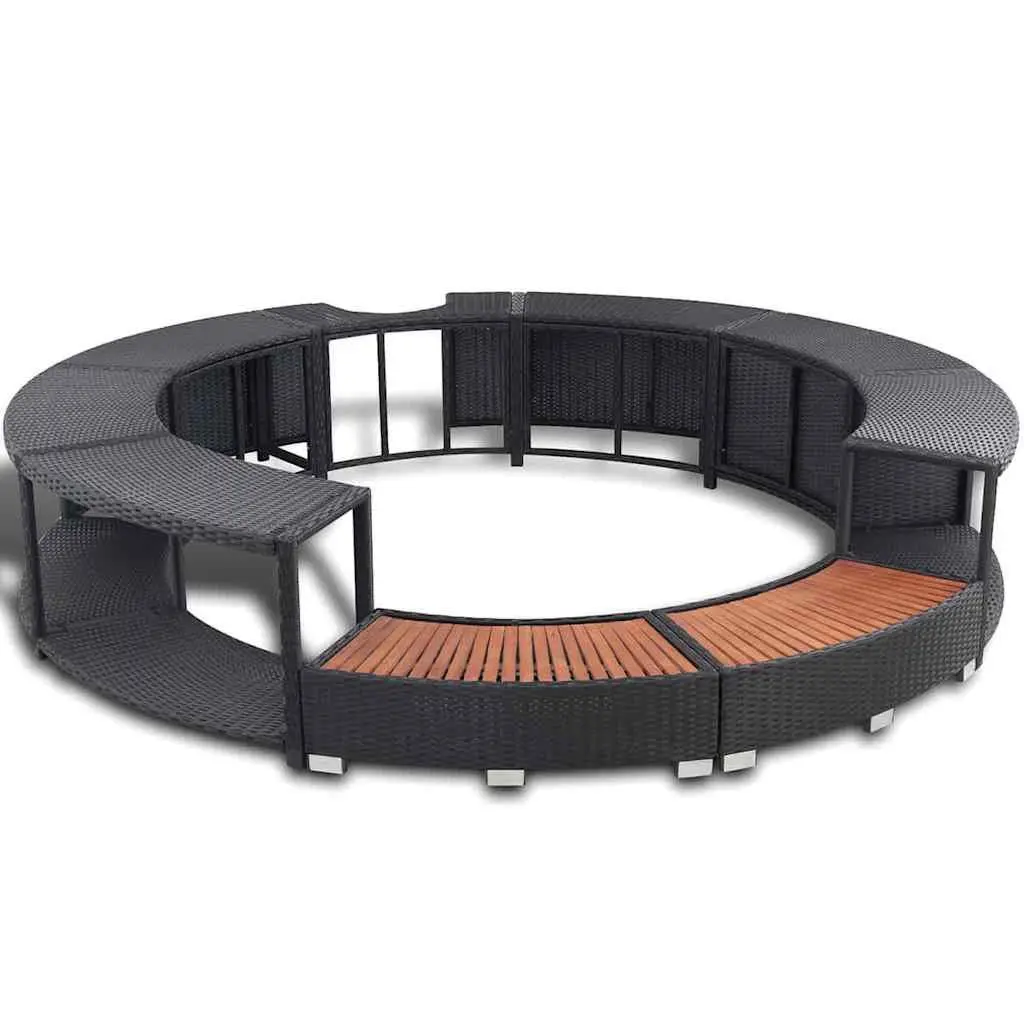 Black Poly Rattan Hot Tub Surround with Storage