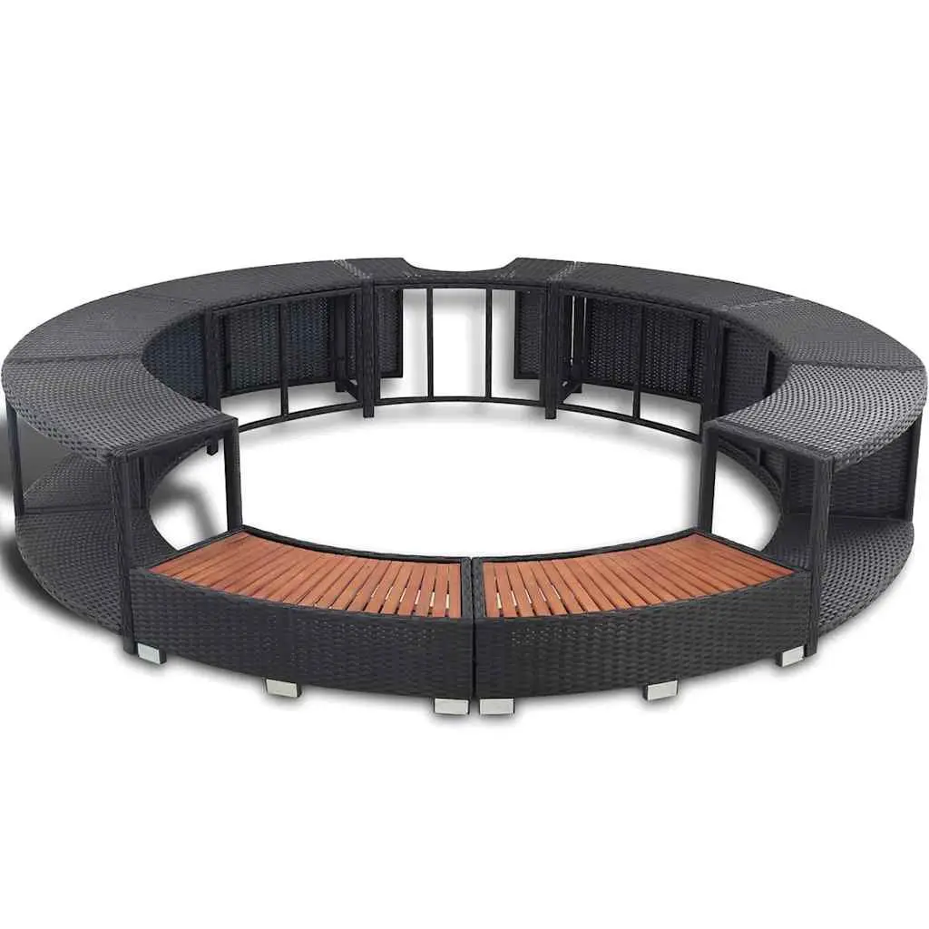Black Poly Rattan Hot Tub Surround with Storage