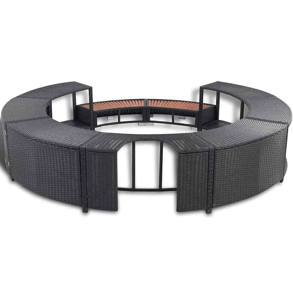 Black Poly Rattan Hot Tub Surround with Storage