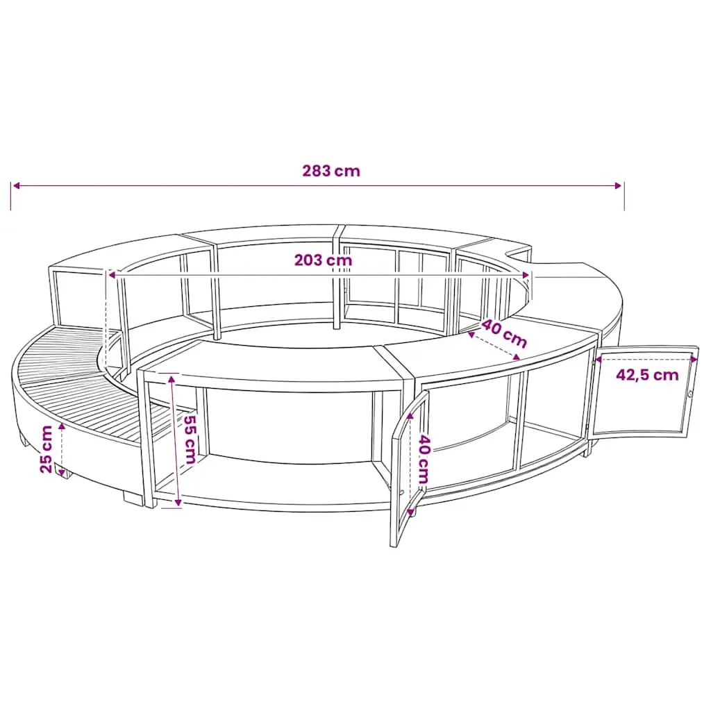 Black Poly Rattan Hot Tub Surround with Storage