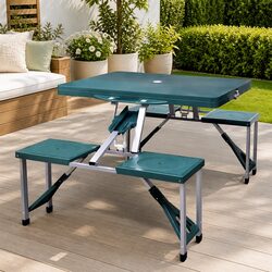 Foldable Camping Table Set with 4 Stools Portable Outdoor Picnic Garden Patio