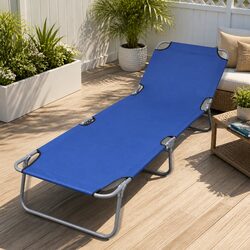 Adjustable Backrest Folding Sun Lounger in Blue