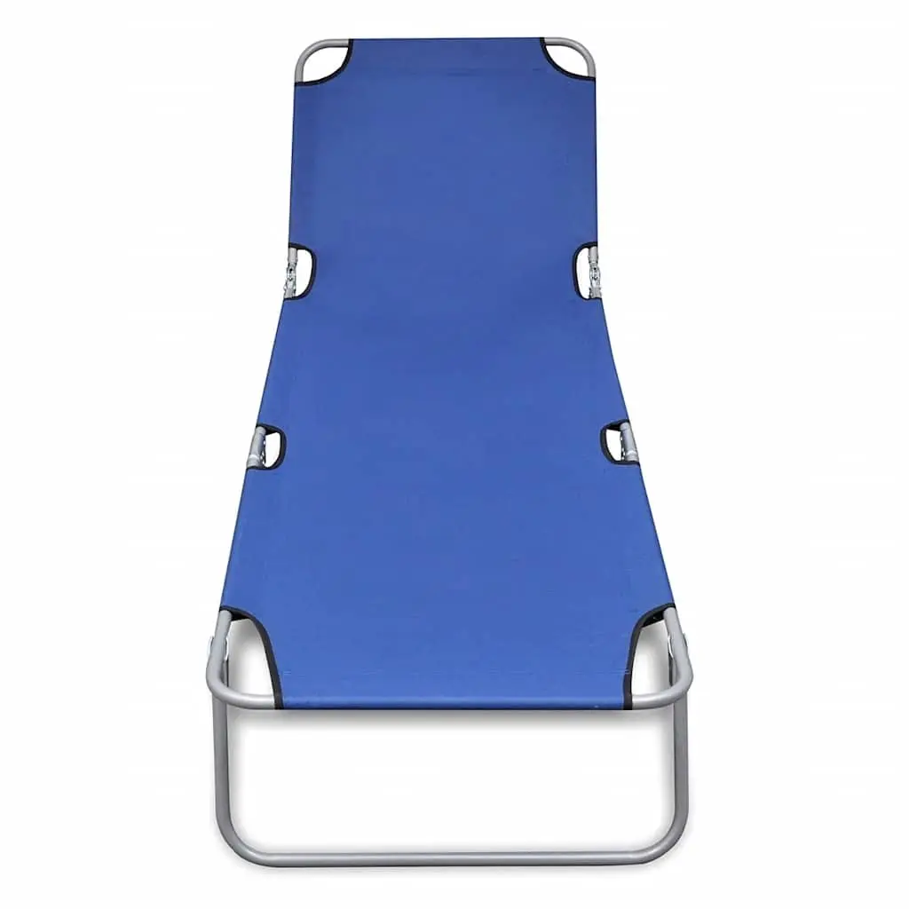 Adjustable Backrest Folding Sun Lounger in Blue