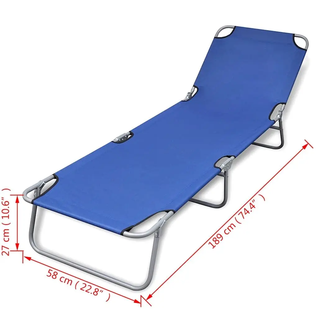 Adjustable Backrest Folding Sun Lounger in Blue
