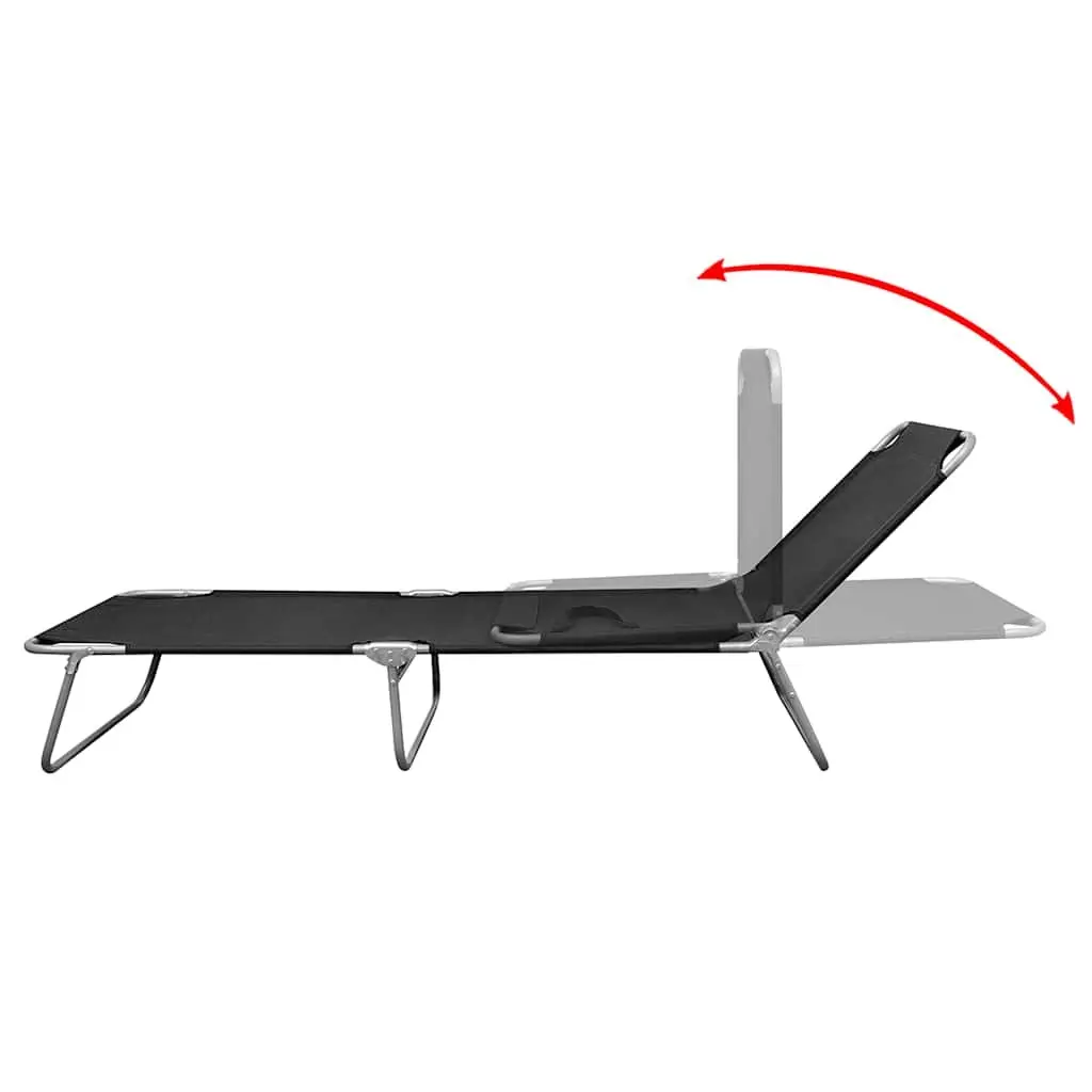 Sun Lounger Folding Adjustable Backrest Outdoor Garden Reclining Chair Black