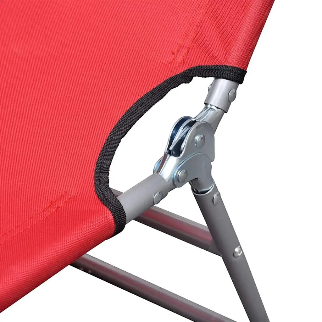Red Folding Sun Lounger with Adjustable Backrest
