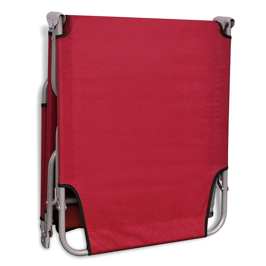 Red Folding Sun Lounger with Adjustable Backrest