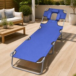 Durable Folding Sun Lounger with Adjustable Backrest