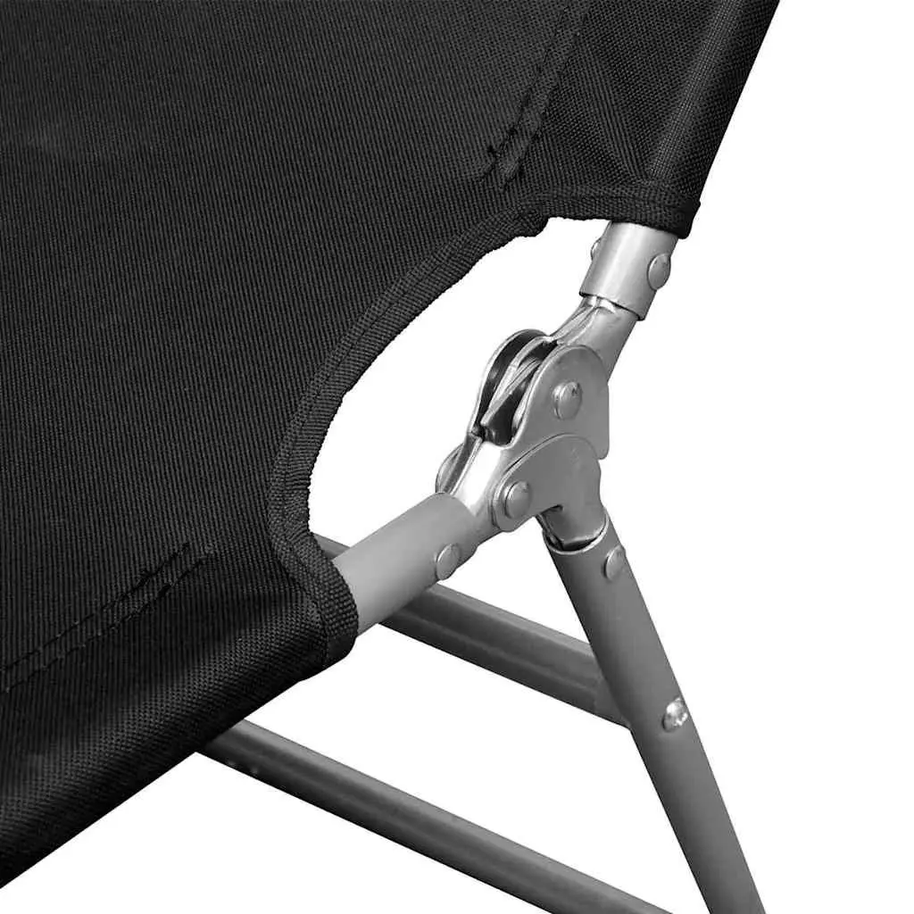 Black Folding Sun Lounger with Adjustable Backrest