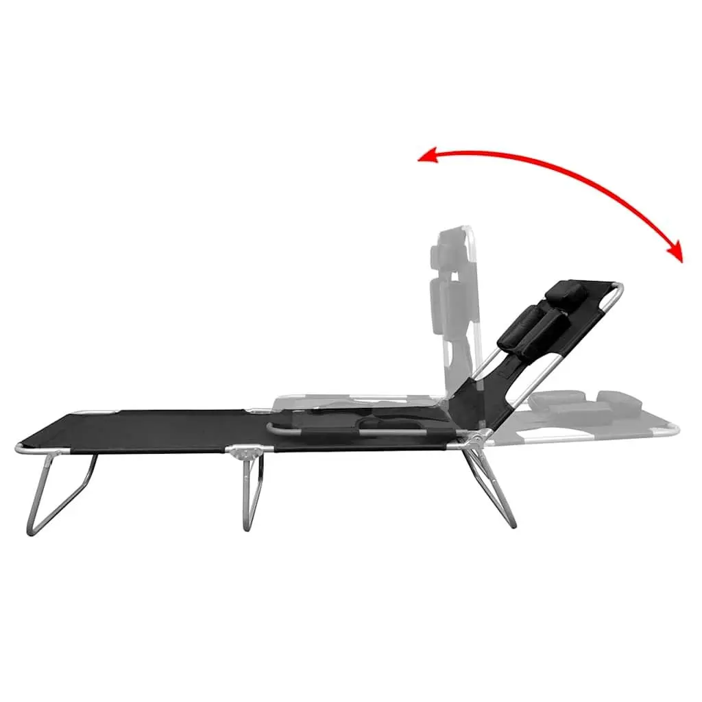 Black Folding Sun Lounger with Adjustable Backrest