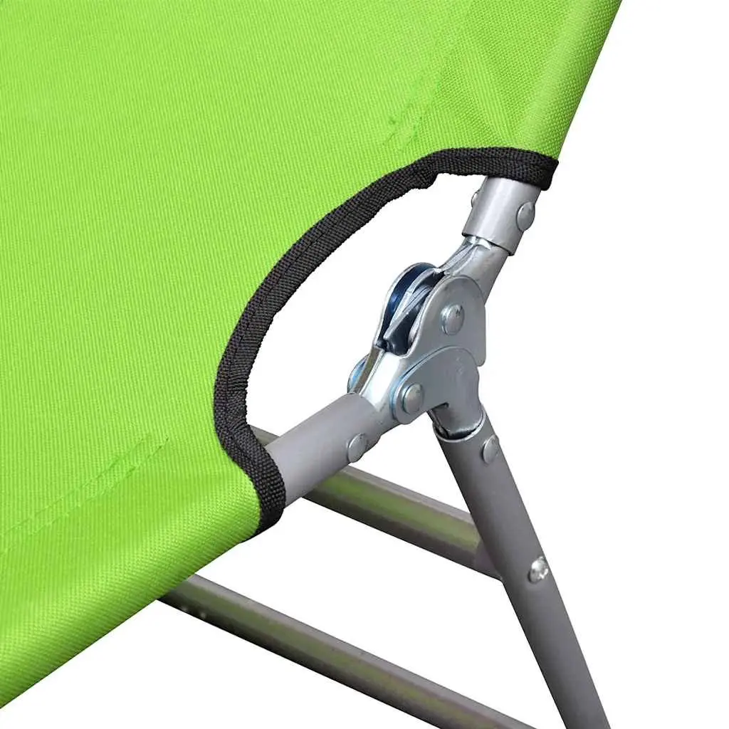 Folding Sun Lounger with Adjustable Backrest in Green