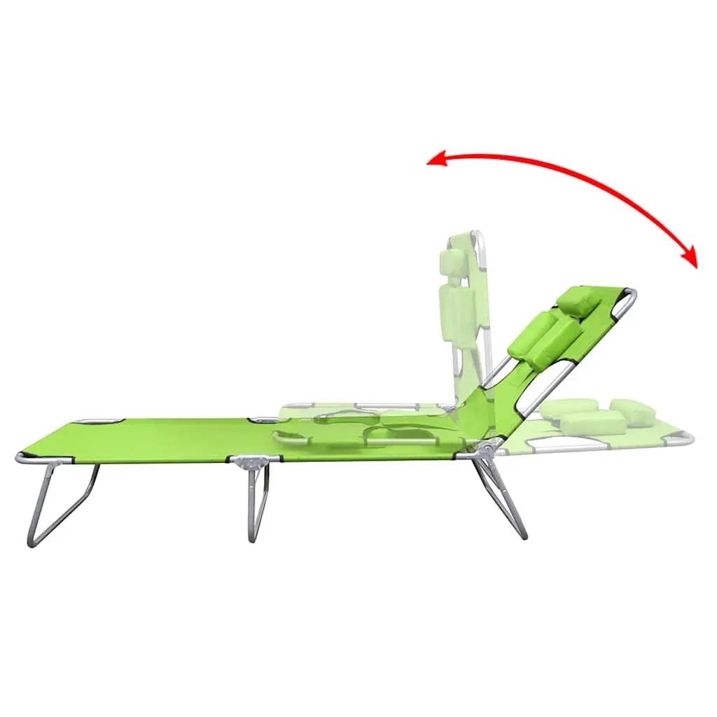 Folding Sun Lounger with Adjustable Backrest in Green