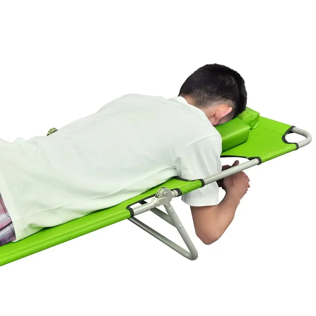 Folding Sun Lounger with Adjustable Backrest in Green