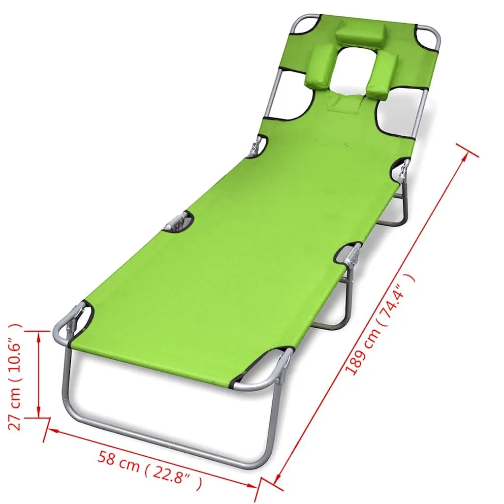 Folding Sun Lounger with Adjustable Backrest in Green