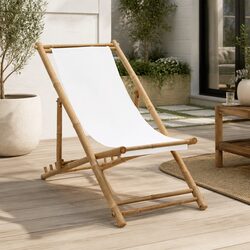 Bamboo Canvas Folding Deck Chair for Outdoor Relaxation
