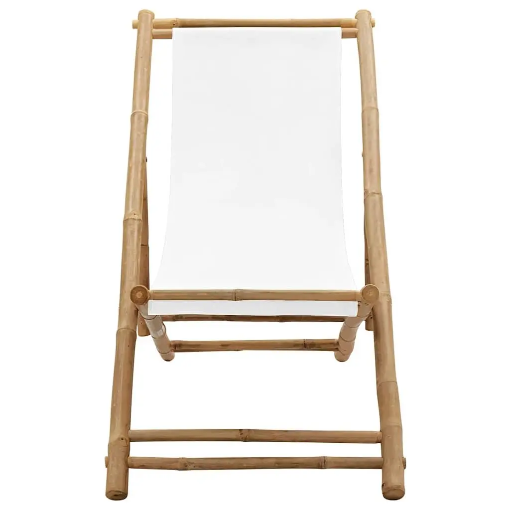 Bamboo Canvas Folding Deck Chair for Outdoor Relaxation