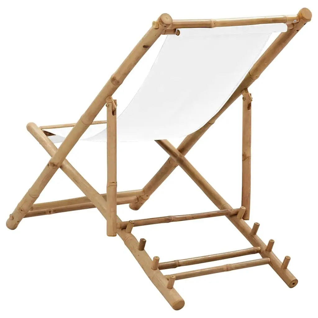 Bamboo Canvas Folding Deck Chair for Outdoor Relaxation