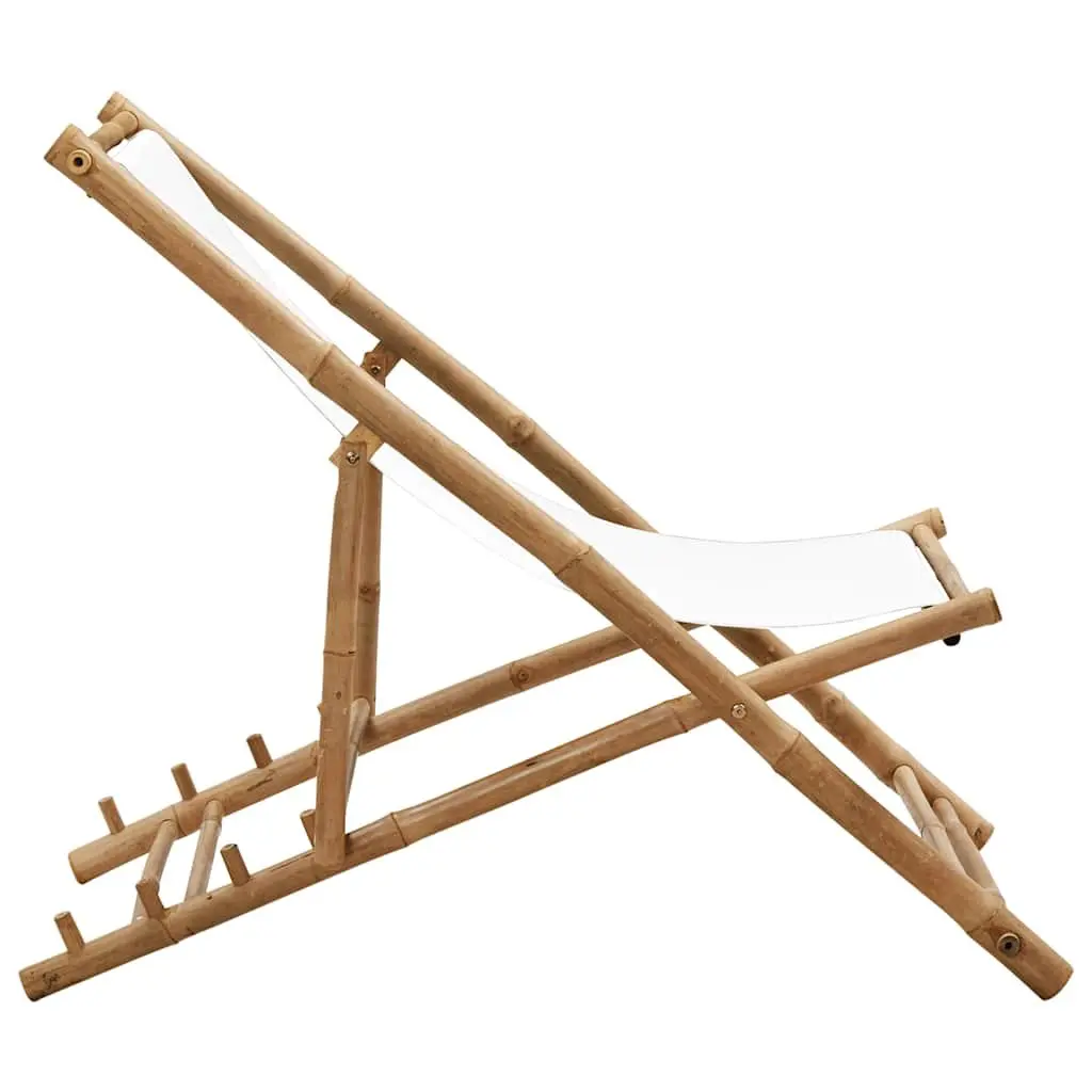 Bamboo Canvas Folding Deck Chair for Outdoor Relaxation