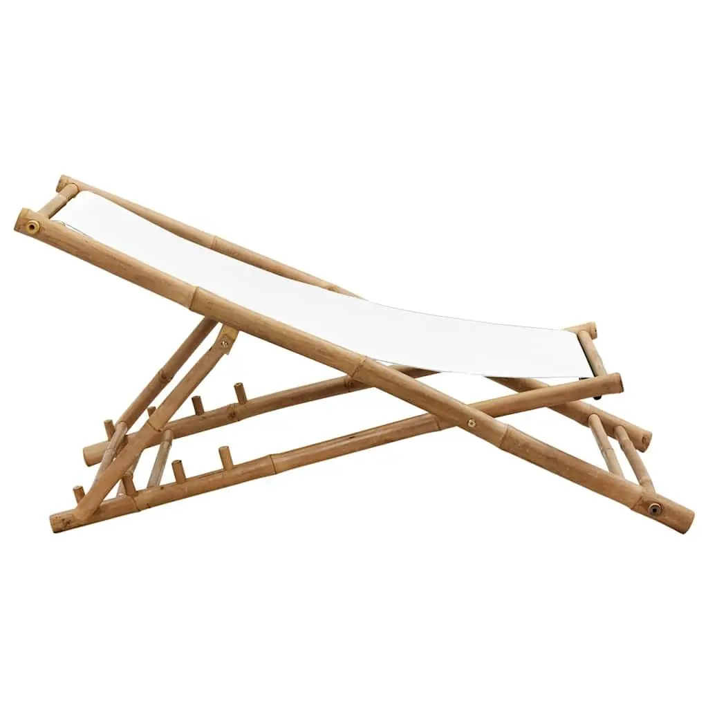 Bamboo Canvas Folding Deck Chair for Outdoor Relaxation