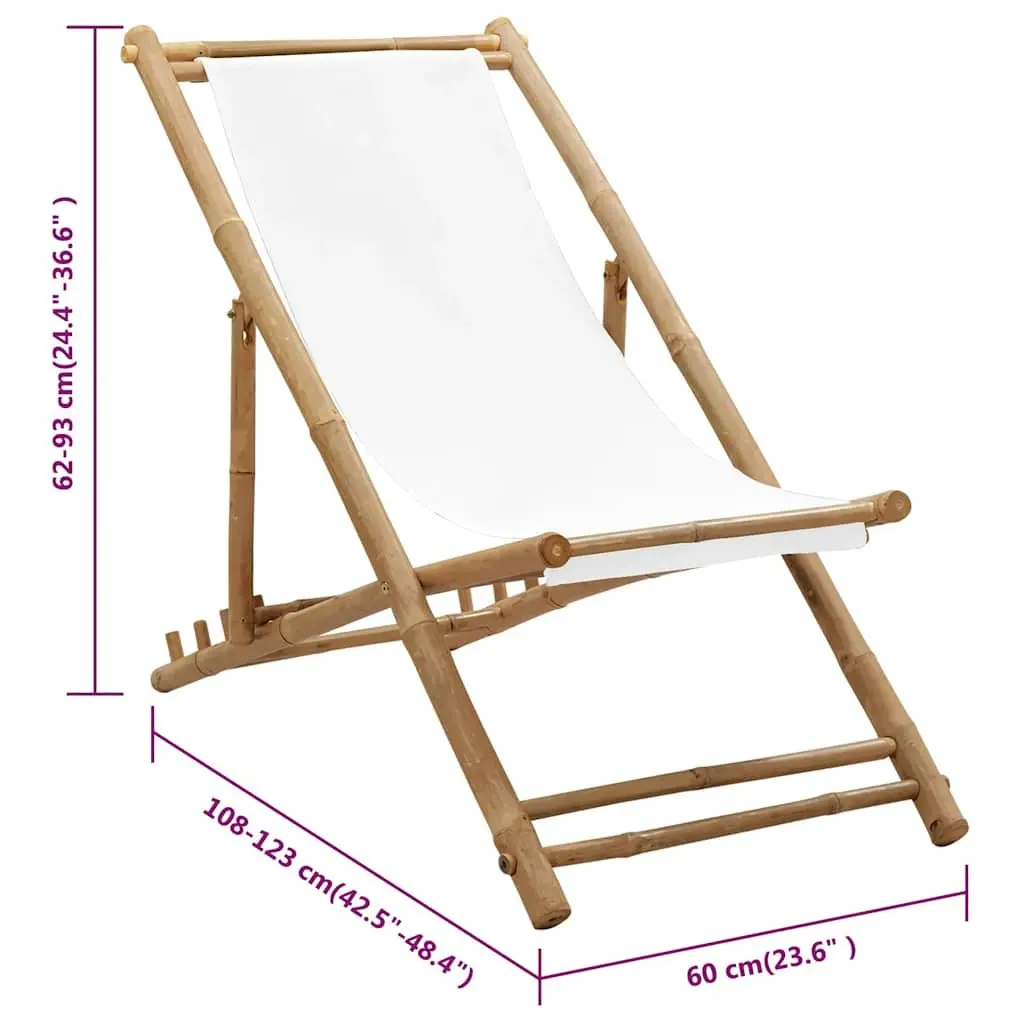 Bamboo Canvas Folding Deck Chair for Outdoor Relaxation