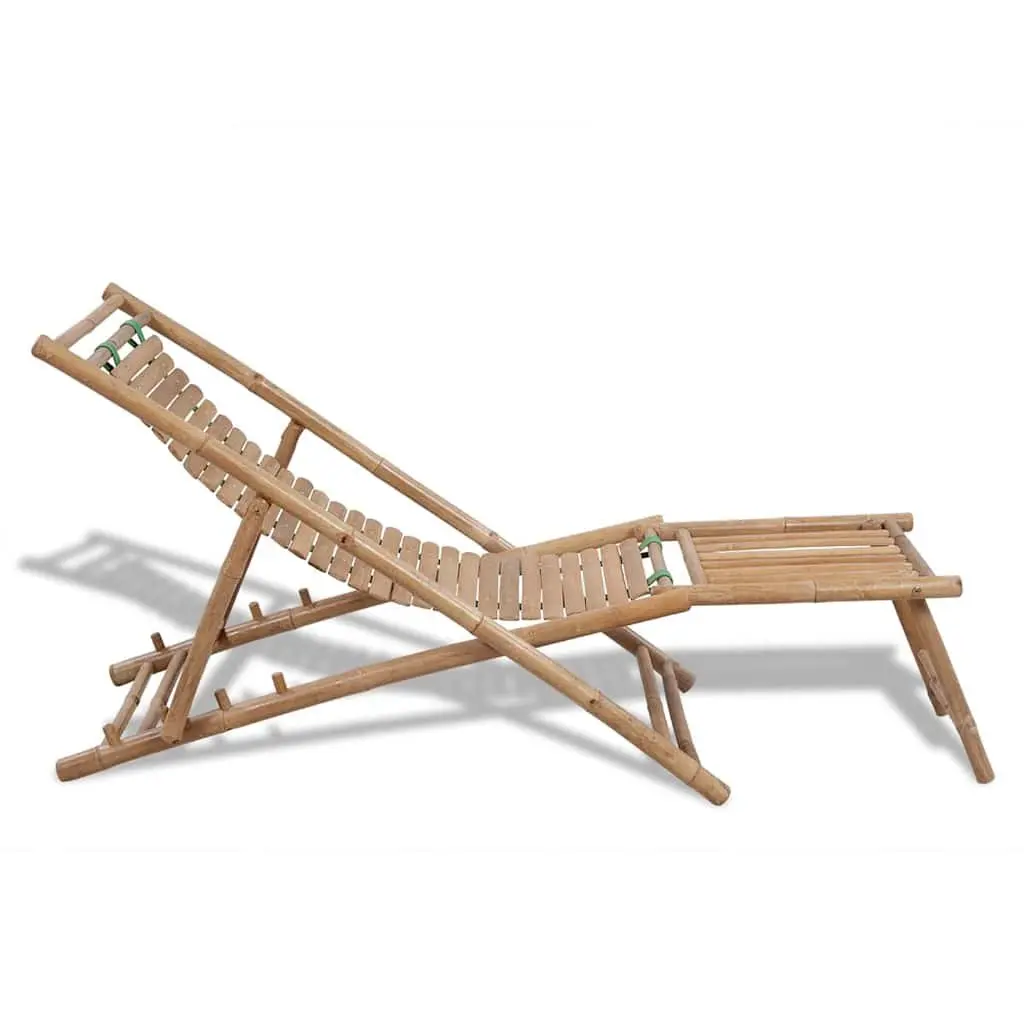 Bamboo Deck Chair with Footrest Adjustable Foldable Brown