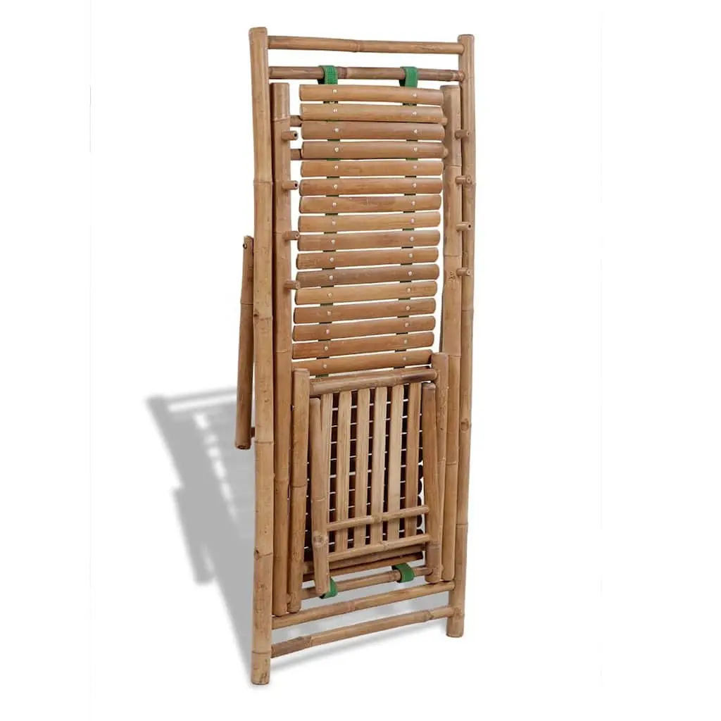 Bamboo Deck Chair with Footrest Adjustable Foldable Brown
