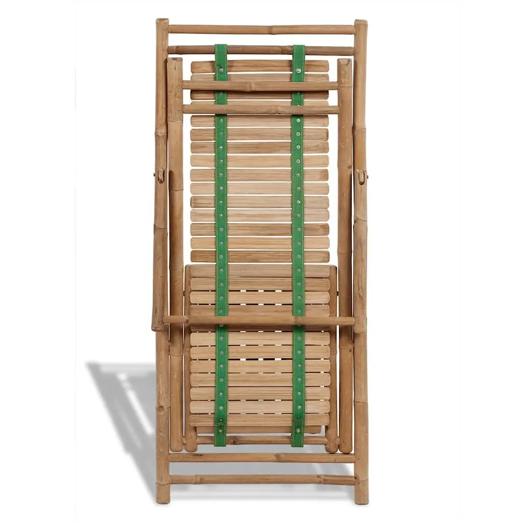Bamboo Deck Chair with Footrest Adjustable Foldable Brown