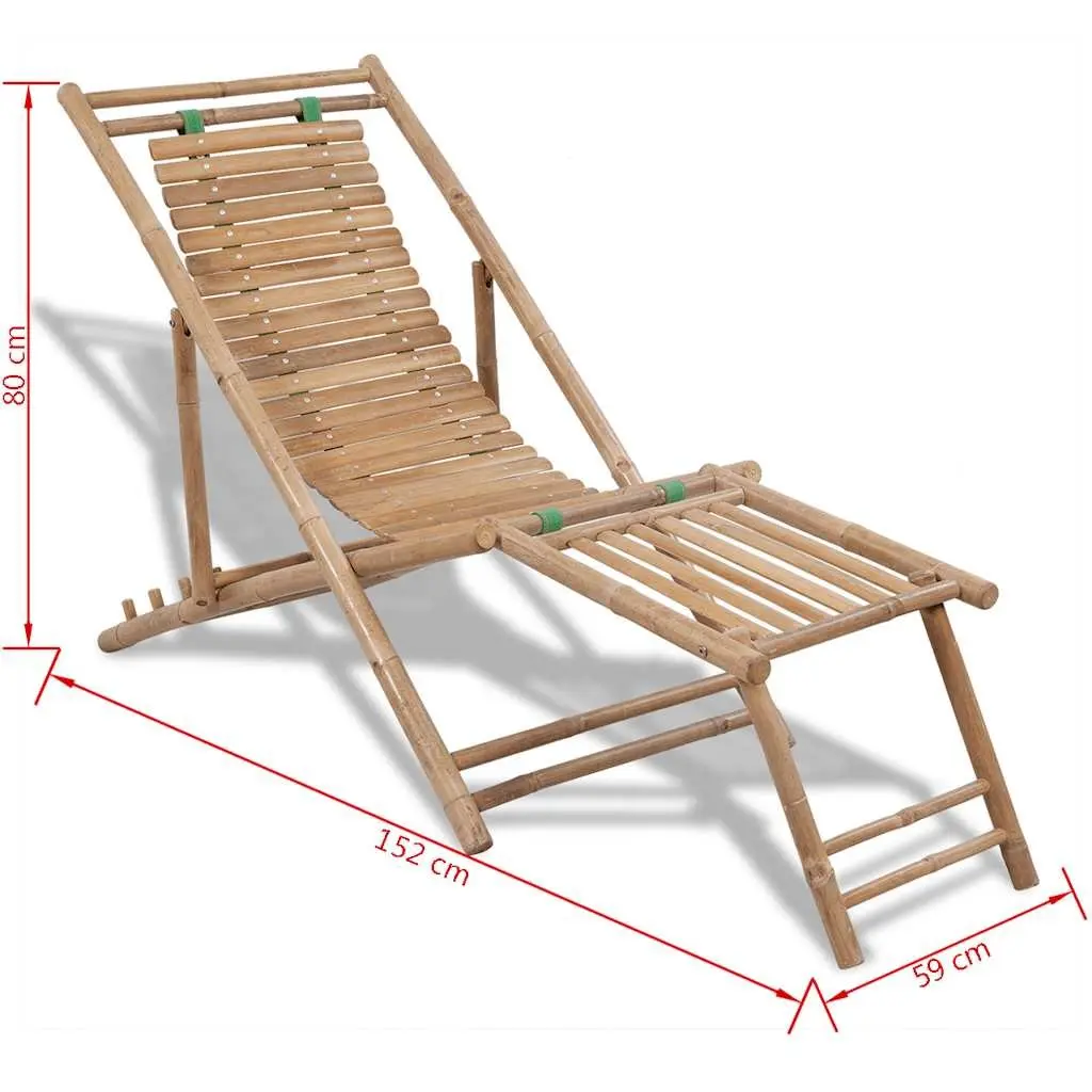 Bamboo Deck Chair with Footrest Adjustable Foldable Brown