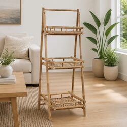3-Tier Folding Plant Rack Bamboo Shelf Stand Garden Patio Display Organizer