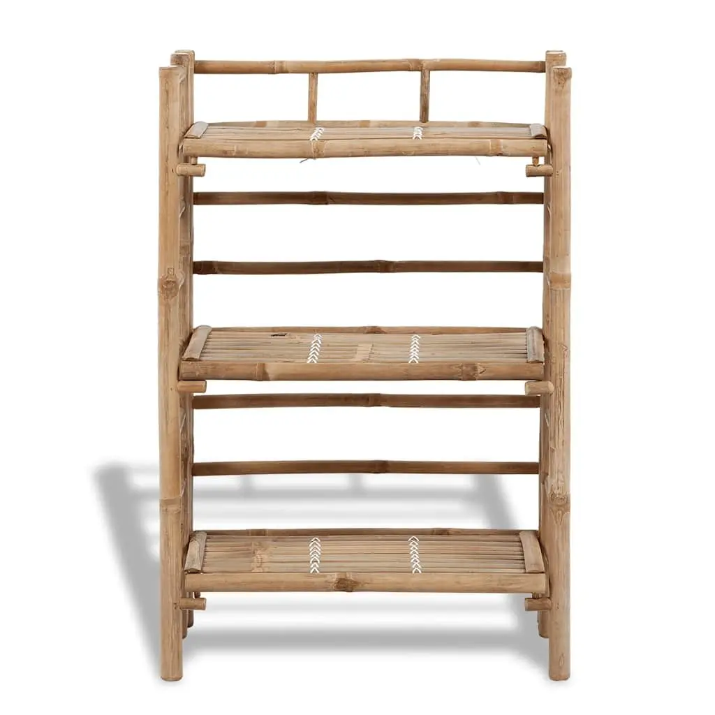 3-Tier Bamboo Plant Rack Brown Shelf Garden Patio Display Stand Organiser