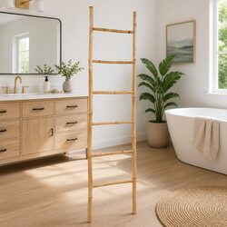 Durable Bamboo Towel Ladder with 6 Rungs for Your Bathroom