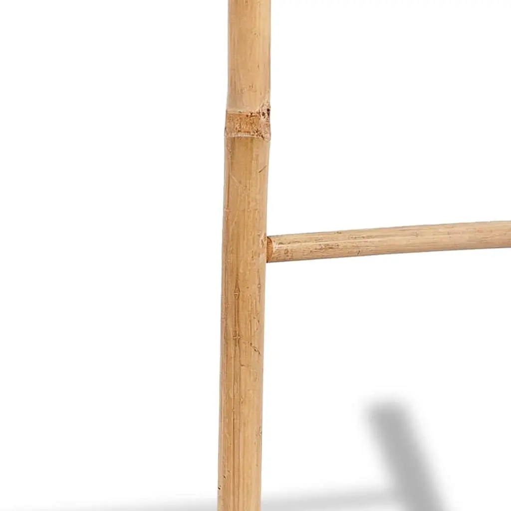Bamboo Towel Ladder 6 Rungs Free Standing Bathroom Storage Rack Home Decor
