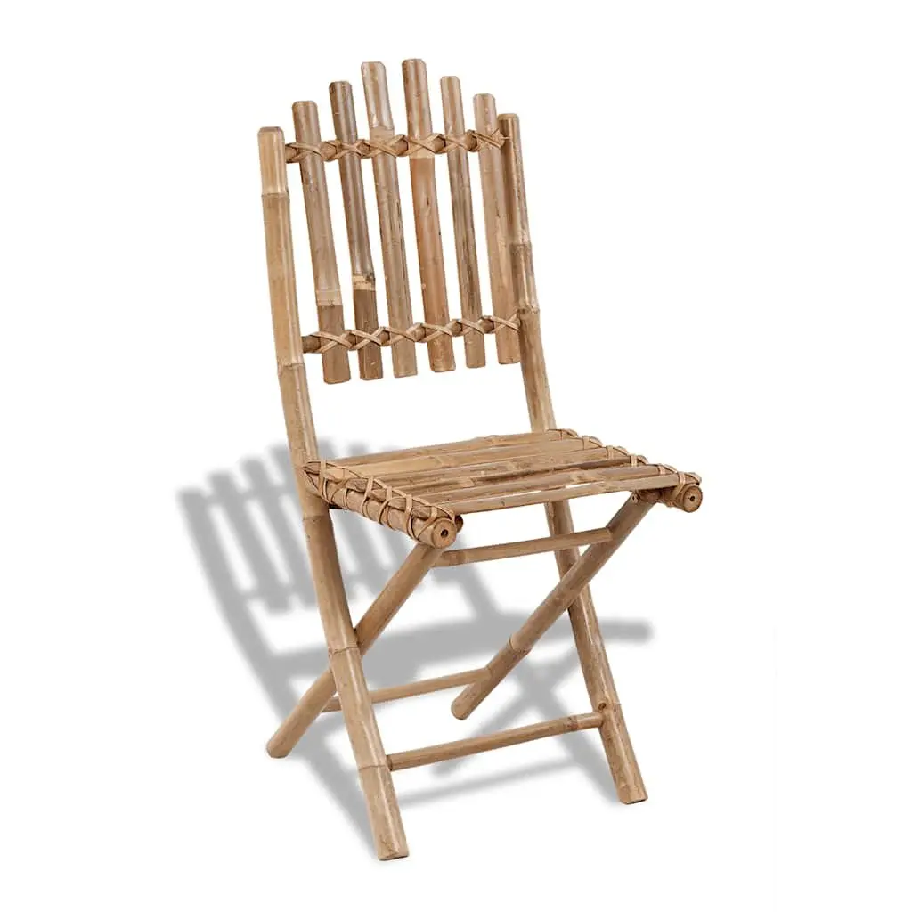5-Piece Brown Bamboo Folding Outdoor Dining Set