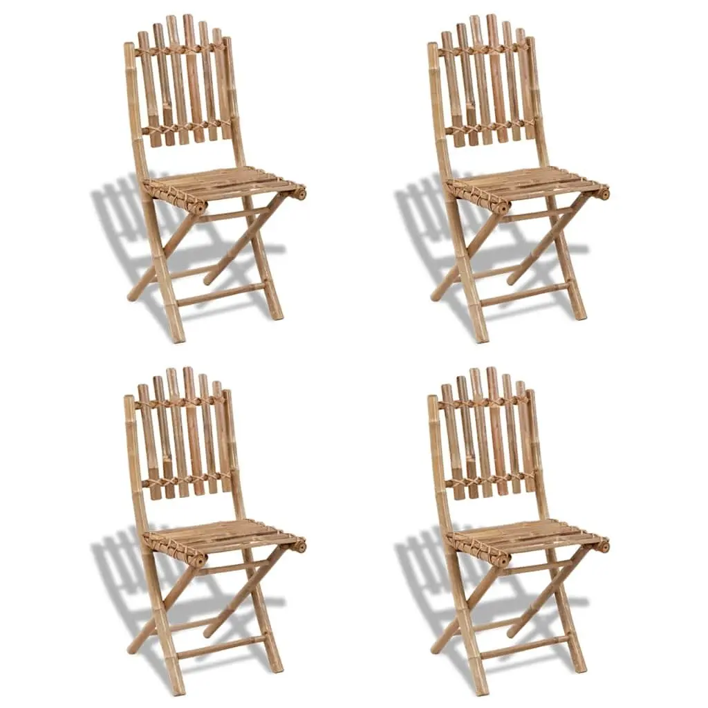 5-Piece Brown Bamboo Folding Outdoor Dining Set