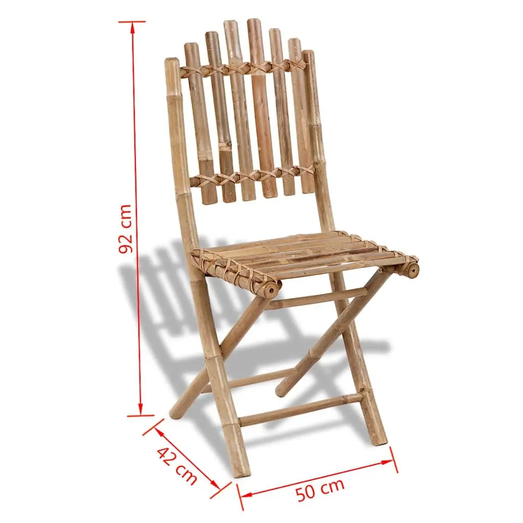 5-Piece Brown Bamboo Folding Outdoor Dining Set