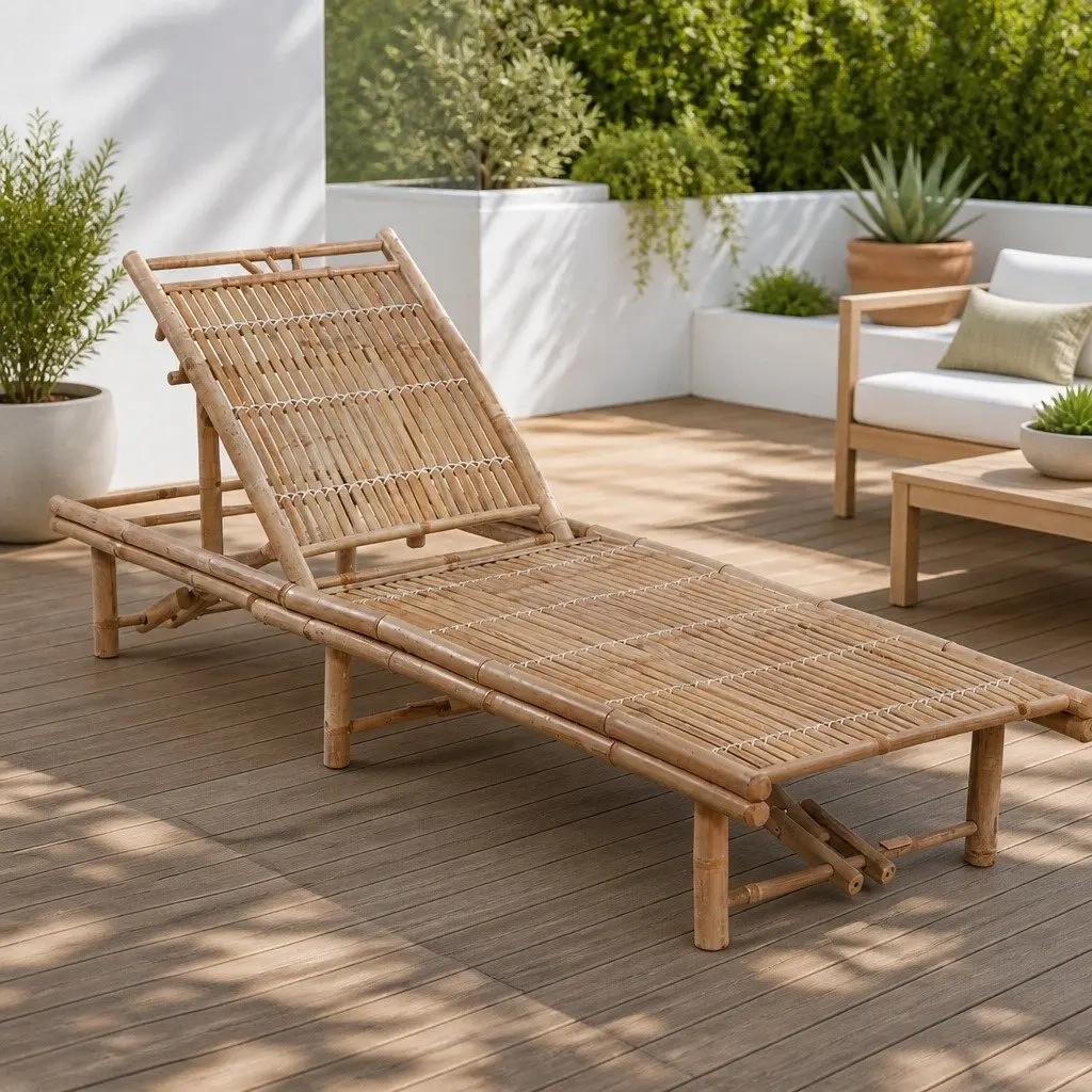 Adjustable Bamboo Sun Lounger for Outdoor Relaxation