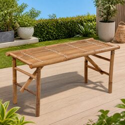 Brown Portable Bamboo Folding Garden Bench 118 cm