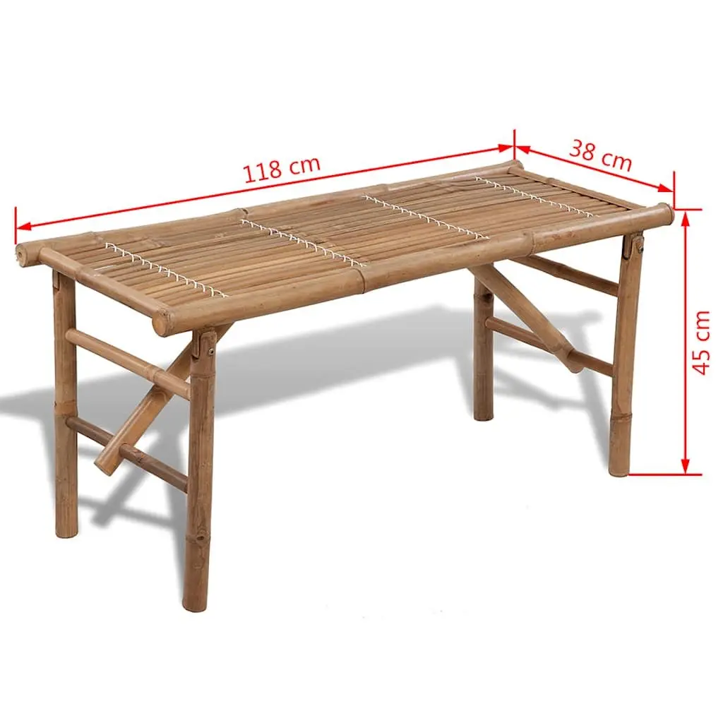Brown Portable Bamboo Folding Garden Bench 118 cm