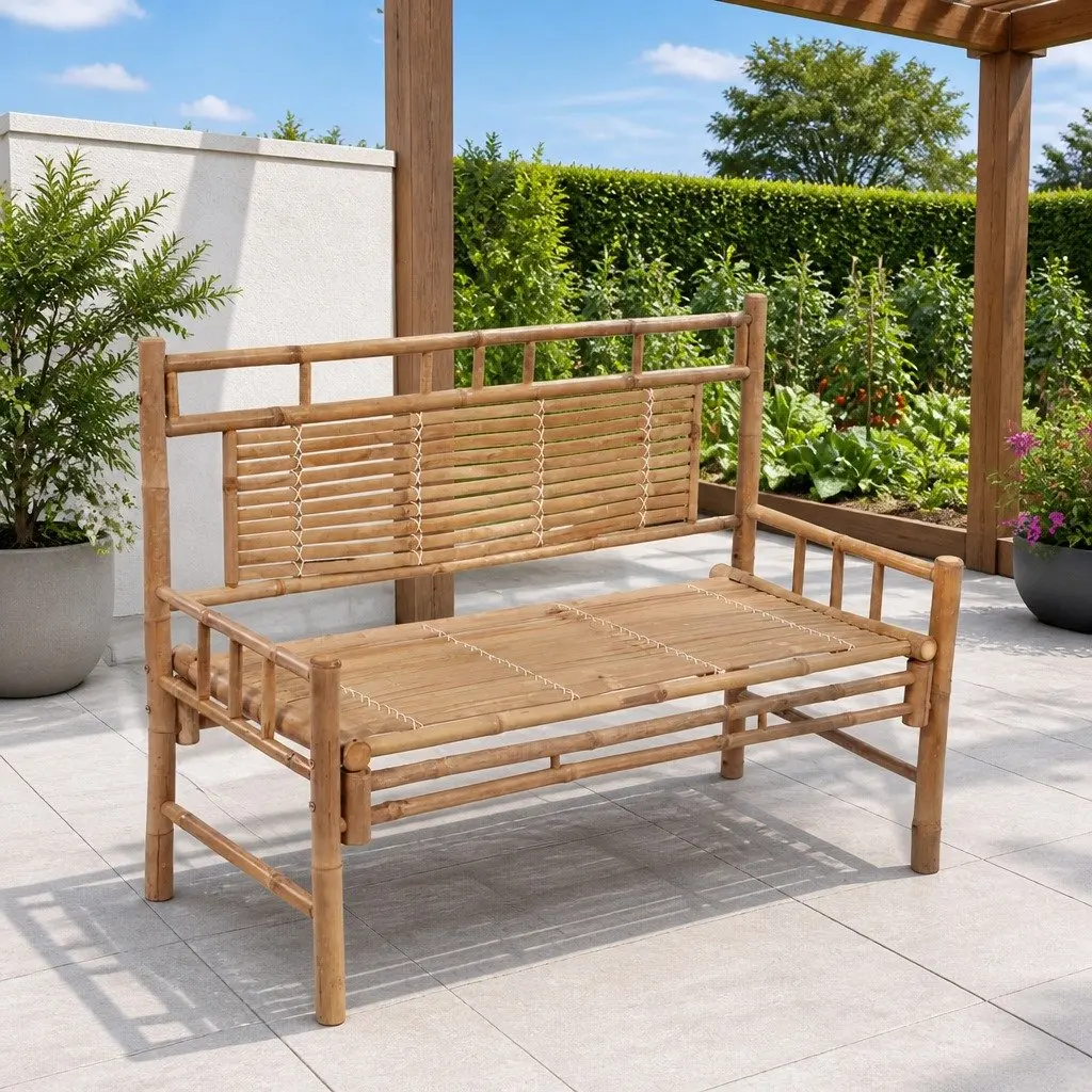 Outdoor Garden Bench Bamboo 120cm Brown