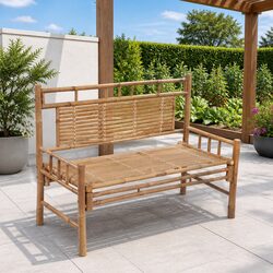 Sturdy Brown Outdoor Garden Bench with Backrest 120cm