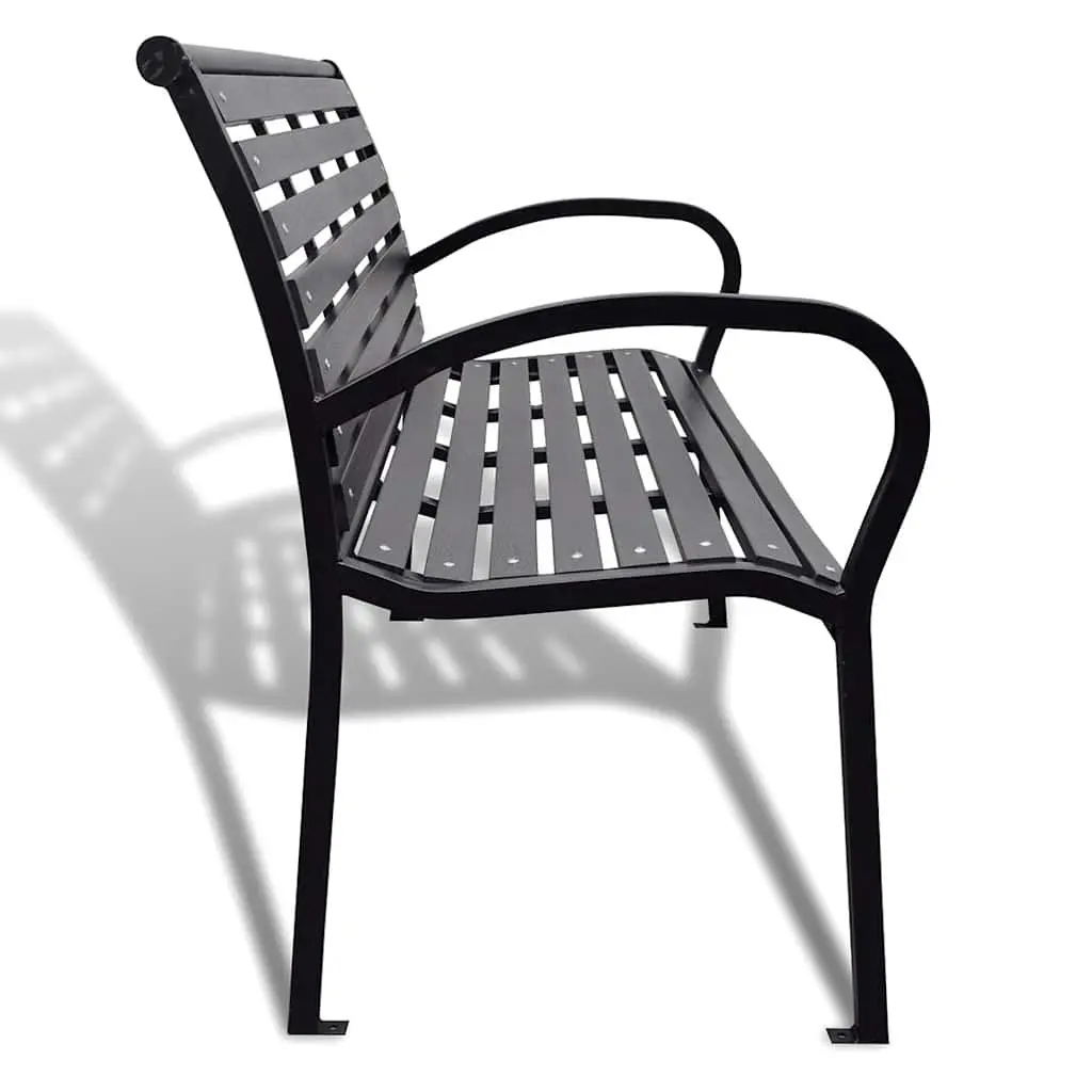 Garden Bench Steel Frame 120cm Black WPC Slats