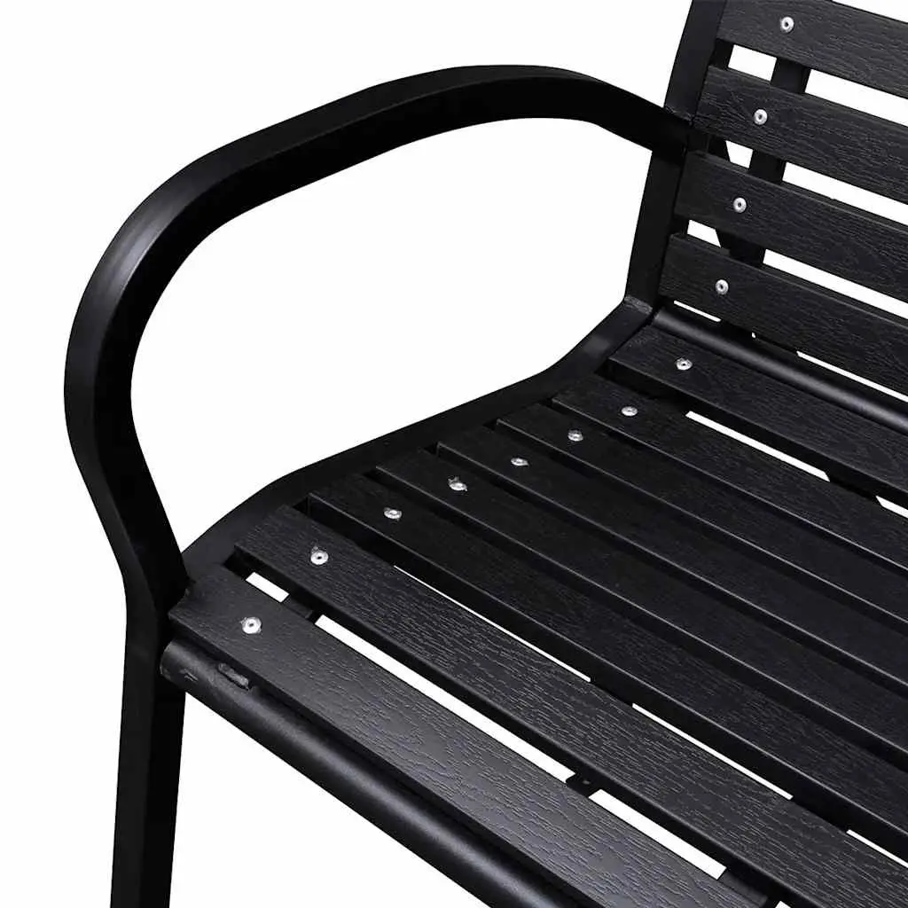Garden Bench Steel Frame 120cm Black WPC Slats