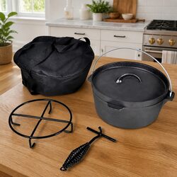 Dutch Oven 4.2L Cookware with Lid Lifter Stand Carrying Bag Accessories