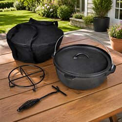 5.6L Black Dutch Oven Cookware Set with Carry Bag