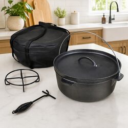 Heavy-Duty Dutch Oven with 11.3L Capacity and Accessories